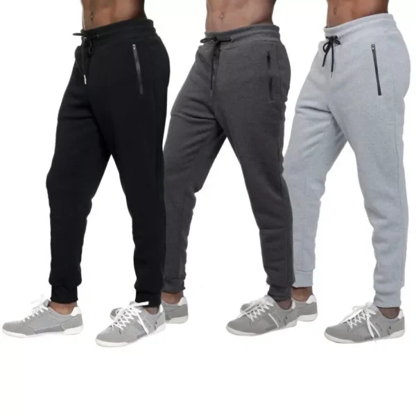 3 PACK Men Fleece Lined Slim Fit Jogger with Zipper Pockets