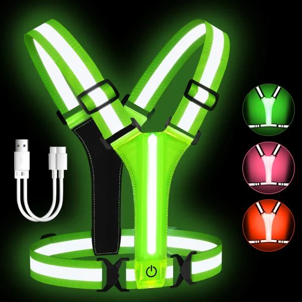 LED Running Vest Glowing Reflector Straps Night visability
