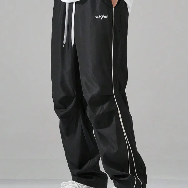 Men Casual Letter Pattern Drawstring Waist Trousers