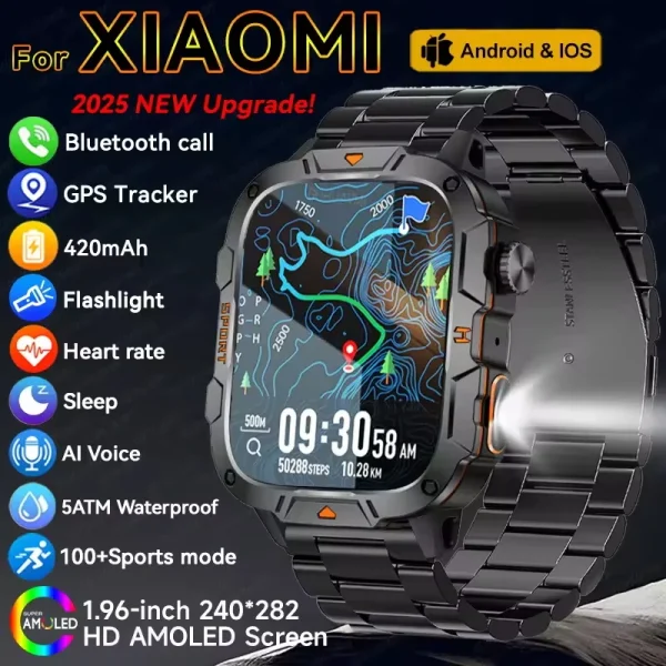 Sports Smart Watch GPS trackr 5ATM Flashlight Bluetooth