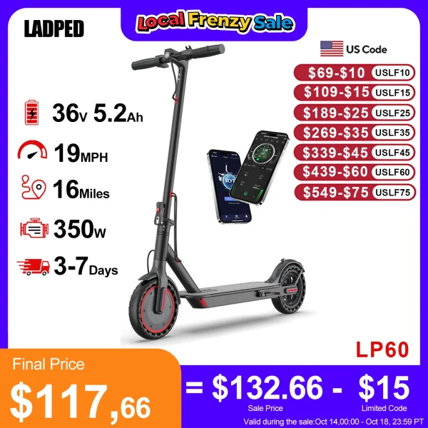 LP60 Electric Folding Scooter 19mph APP Smart Control