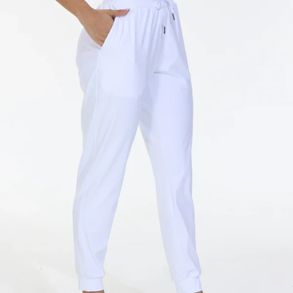 Woman Elastic Waist Yoga Pants Pocket Drawstring Light